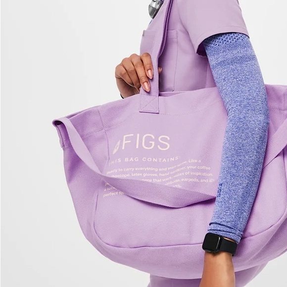 FIGS Large Canvas Tote Bag in Lavender Dew - Picture 8 of 11